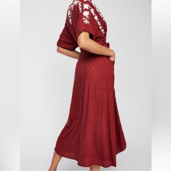 Free People Love to Love You red midi dress with embroidery size XS - Picture 3 of 8